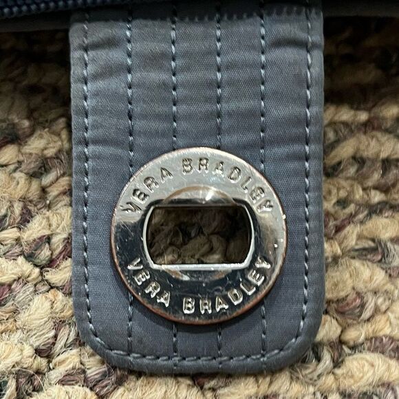 Vera Bradley Turnlock Wallet Gray Microfiber Zip Around Change Pouch Classic - Picture 7 of 7